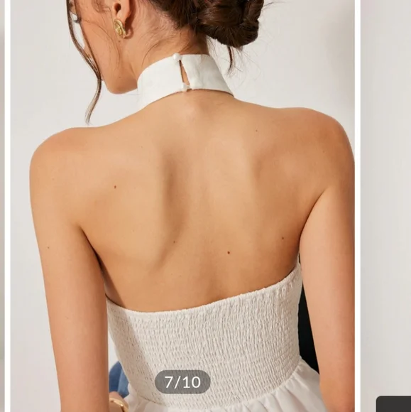 #6 Commense White Halter Top with Gold Accents - Picture 3 of 5